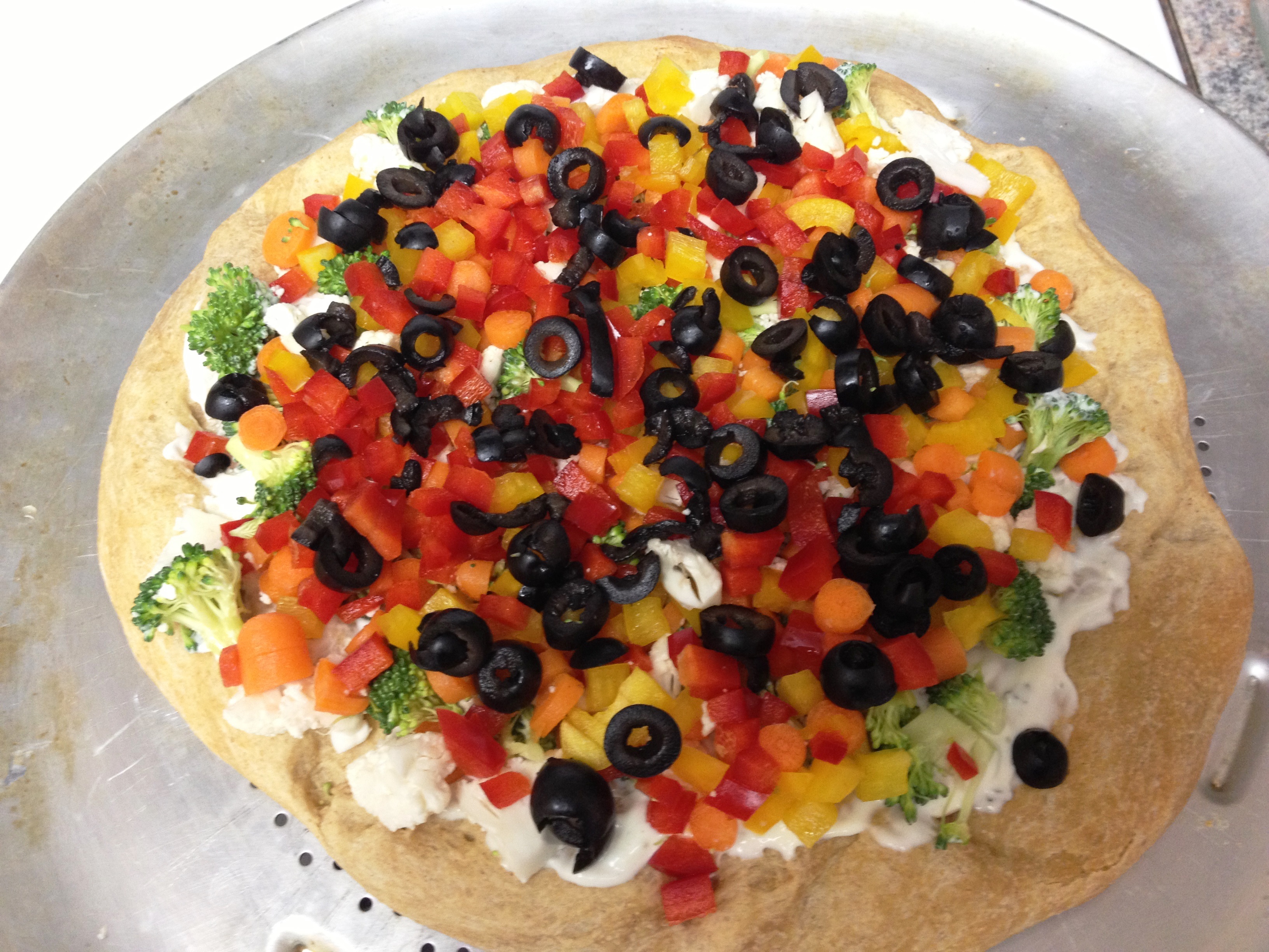 Unbelievably Easy Veggie Hummus Pizza